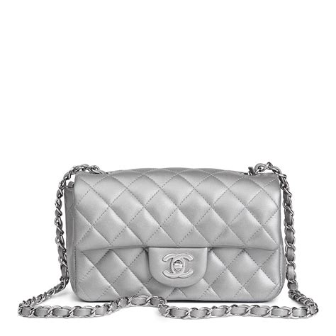 chanel mini flap bag lambskin silver|chanel small flap bag price.